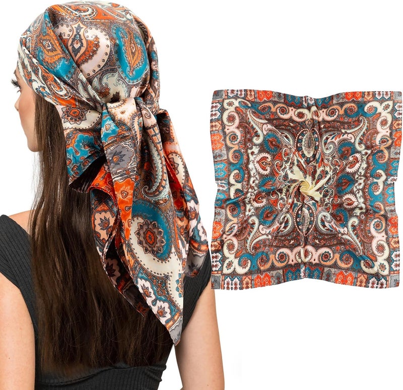 vimate 35" Square Silk Like Head Scarf - Women's Fashion Satin Scarf Bandana for Hair Wrapping at Night. - Image 1